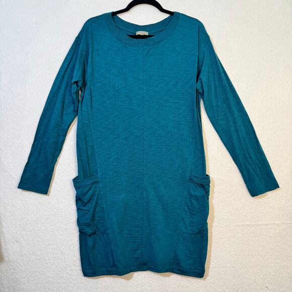 Lilla P Teal Green Long Sleeve Sweatshirt Tunic Dress Loose Fit Medium Lagenlook - Picture 1 of 7